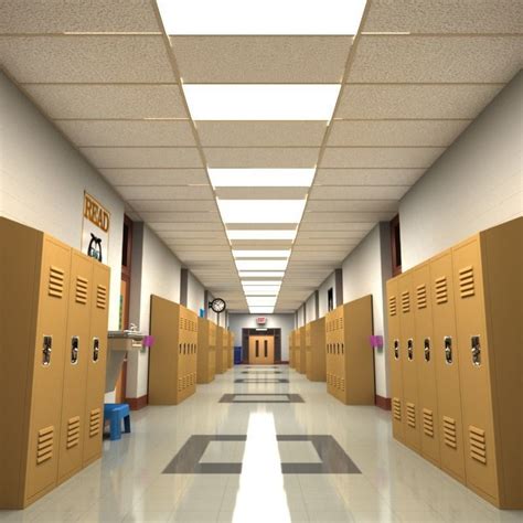 School Hallway 3d Model Cgtrader
