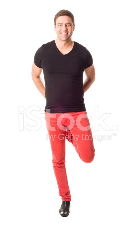 Happy Man Standing On One Leg Stock Photo Royalty Free Freeimages