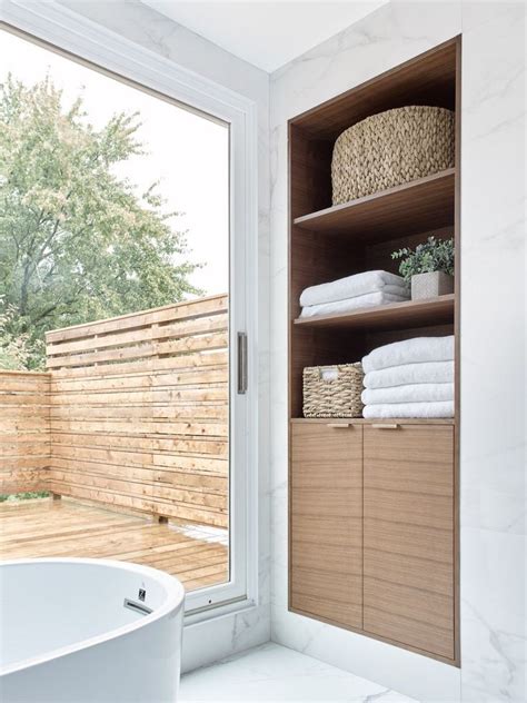 Custom Bulit In Linen Cabinet In Modern Master Ensuite By Designstrom