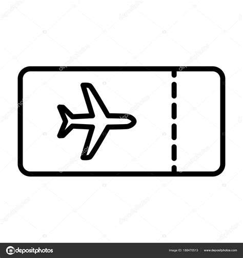 Plane Ticket Line Icon Vector Simple Minimal 96x96 Pictogram Stock