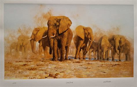 Davidshepherd Dustyevening Elephants Silkscreen