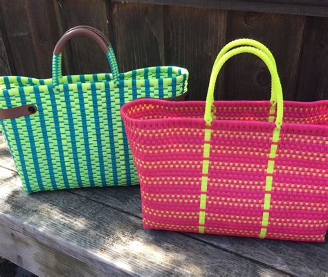 Our mexican bags are made out of recycled plastic. Mexican bags. Little Tote bags. Beach tote bags. Boho bags ...