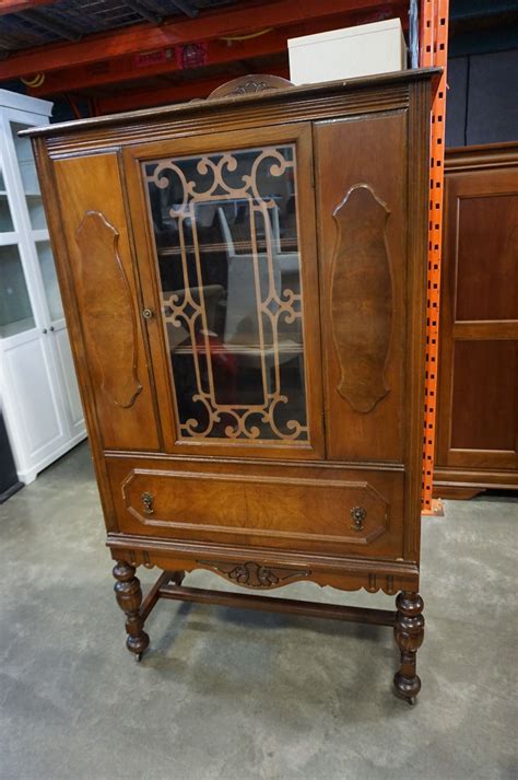 Antique Walnut Glass Door Display Cabinet Big Valley Auction