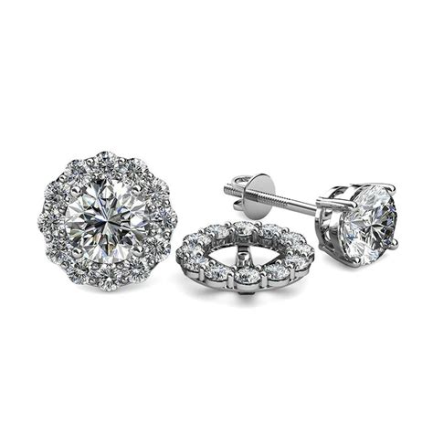 Trijewels Diamond 072 Carat Tw Women Halo Jackets For Stud Earrings