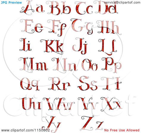 Cartoon Of Formal Red Alphabet Letters Royalty Free Vector Clipart By