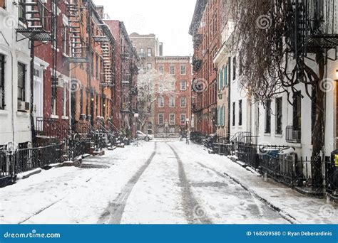 Snowy Winter Scene On Gay Street In The Greenwich Village Neighborhood