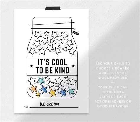 Cool To Be Kind Jar Reward Chart Printable A4 Instant Etsy