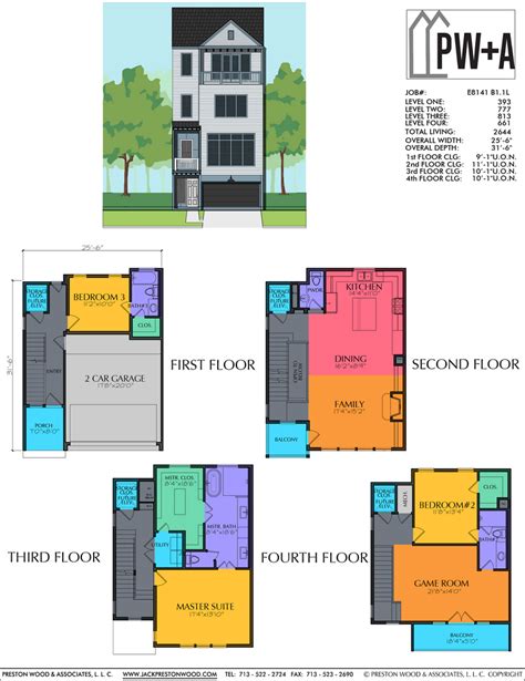 Affordable Four Story Townhome Plan Preston Wood And Associates