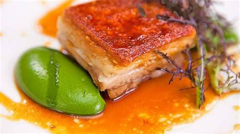 Swap thick chicken breast for thin cutlets. Justine Schofield Crispy Pork Belly and Spinach Puree ...
