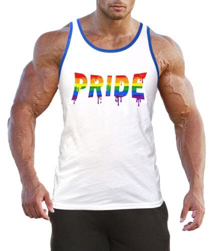 Mens Rainbow Dripping Pride Kt T8 White Tank Top Bl Gay Lesbian Ally Love Lgbt Ebay