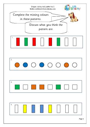 There are a lot of the topics included in this worksheets and below are some of the topics: Shape colour patterns 5 Geometry (Shape) Maths Worksheets ...