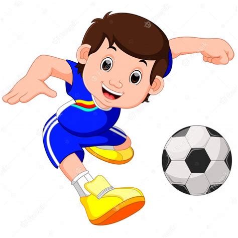 Premium Vector Boy Cartoon Playing Football