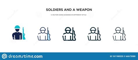 Soldados Y Un Icono De Arma En Diferentes Ilustraciones Vectoriales De