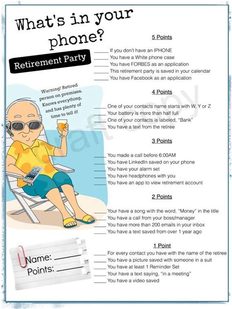 Jul 28, 2017 · solo 401(k). Retirement Party Game-Whats in your phone | Retirement ...