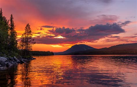 Wallpaper Sunset Mountain Lake Images For Desktop Section пейзажи