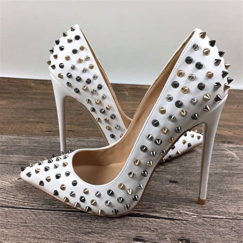 New Lady High Heels Rivets Shoes Exclusive Patent Brand PU Leather Ms