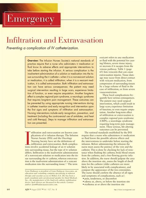 Infiltration And Extravasation Preventing A Complication Of Iv Cathet