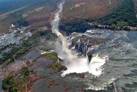 The Iguazu Waterfalls In Argentina Brazil Borders Between The Two