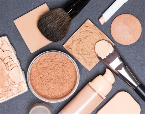 Set Of Makeup Products To Even Out Skin Tone And Complexion Stock Photo
