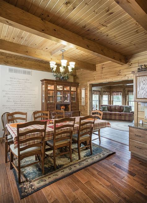 Log Home Dining Room With Exposed Beams Log Homes Log Home Builders