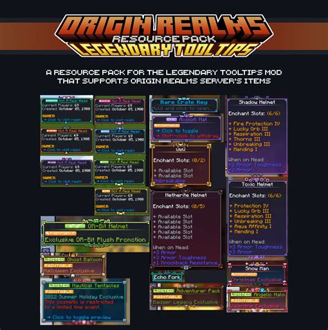 Origin Realms Legendary Tooltips Minecraft Resource Pack