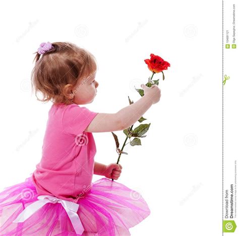 Little Girl Holding Rose Stock Image Image Of Child 104691121