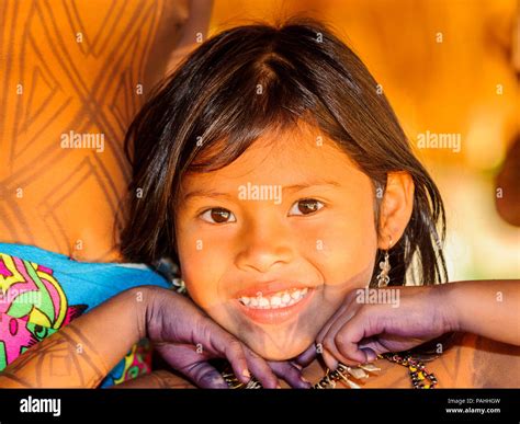 embera village panama january 9 2012 portrait of an unidentified native indian girl smiling