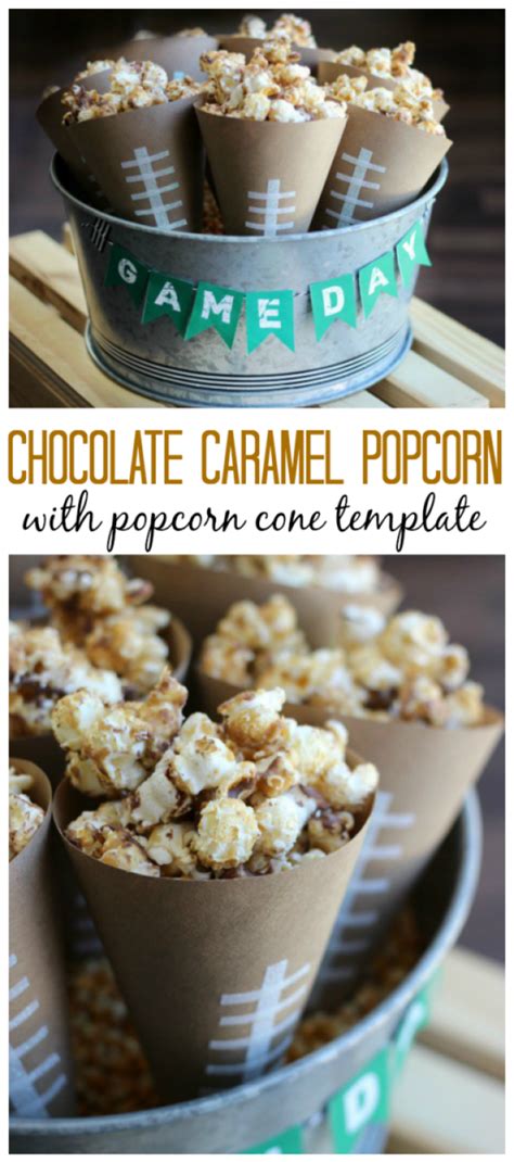 Chocolate Caramel Popcorn Recipe With Popcorn Cone Template