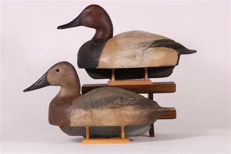Pair Of Hen And Drake Canvasback Duck Decoys By Ben Schmidt