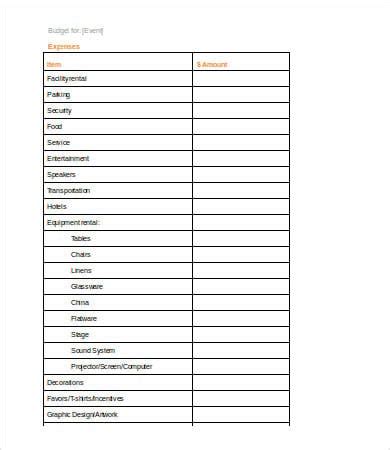 Word Budget Template Free - PRINTABLE TEMPLATES