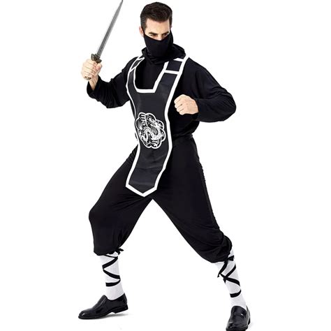 Umorden Adult Mens Japanese Black Ninja Warrior Costumes Halloween Carnival Purim Mardi Gras