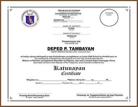 Deped Cert Of Recognition Template Ready To Print Ribbon Templates