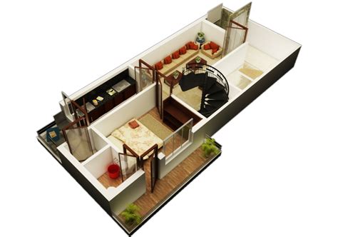 3d Floor Plan Cut Section House Design Interior Design Ideas