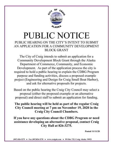 Public Hearing On The Citys Intent To Submit An Application For A