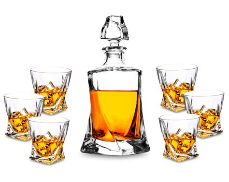 Buy 7 Piece Twist Crystal Whiskey Decanter Set Kanars Premium Liquor Decanter With 6 Old