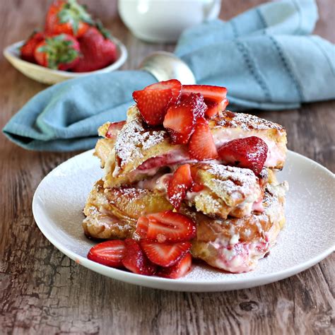 Hungry Couple Strawberries And Cream Stuffed French Toast