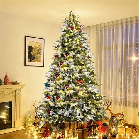 Artificial Flocked Christmas Trees With 400 Led Lights Segmart 2022