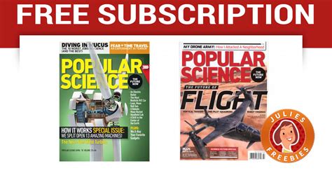 Buy a single copy of popular science or a subscription of your desired length, delivered worldwide. Free Subscription to Popular Science - Julie's Freebies