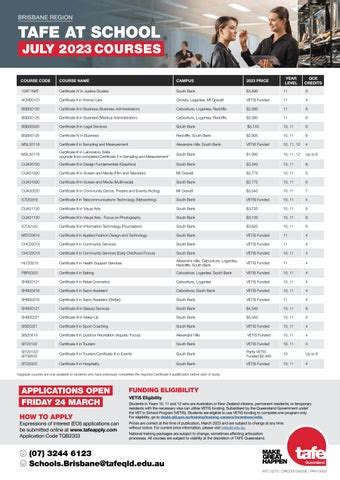 Tafe At School July Courses Greater Brisbane By Tafe Queensland Issuu