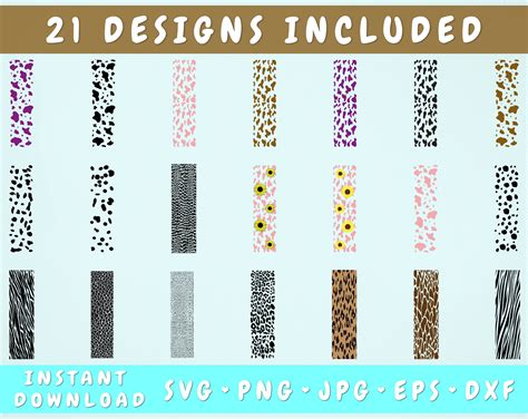 21 Animal Print Pen Wraps, Glitter Pen Wrap SVG Bundle By