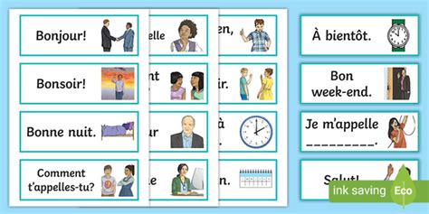 French Greetings Flashcards Teaching Resource Languages