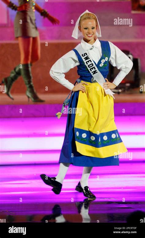 Miss Sweden Josephine Alhanko Shows Off A Costume Related To Her Home Country During The