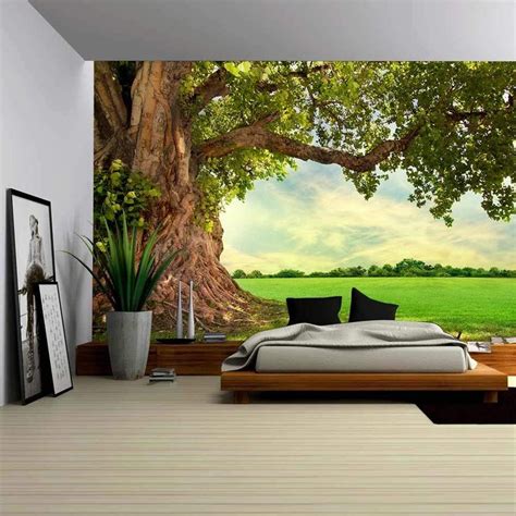 Wall26 Spring Meadow With Big Tree With Fresh Green Leaves Removable Wall Mural Self