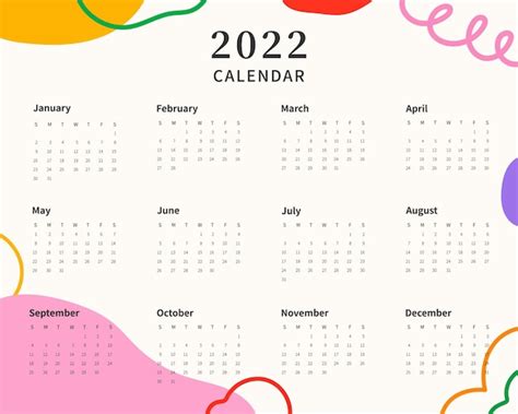 Plantilla De Calendario 2022 Plantilla De Planificador De Calendario