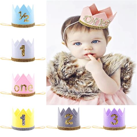 Priness Crown Number 1st 2 3year Old Party Hat Glitter Birthday