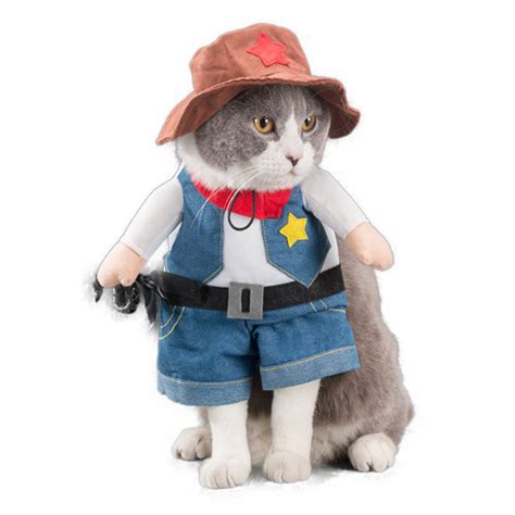 Funny Pet Cat Costumes Cowboy Western Cosplay Suit