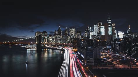 New York City S Manhattan Timelapse Buildings Night Boat Bridge 4k