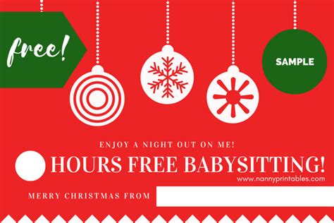 If you are looking for a meaningful gift for mom, how about a babysitting printable coupon so you can offer up your babysitting services and give her a day or night off. FREE Instant PDF Download - Babysitting Coupon | Nanny ...