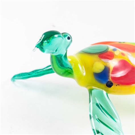 Glass Turtle Figurine Blown Glass Turtle Miniature Glass Etsy