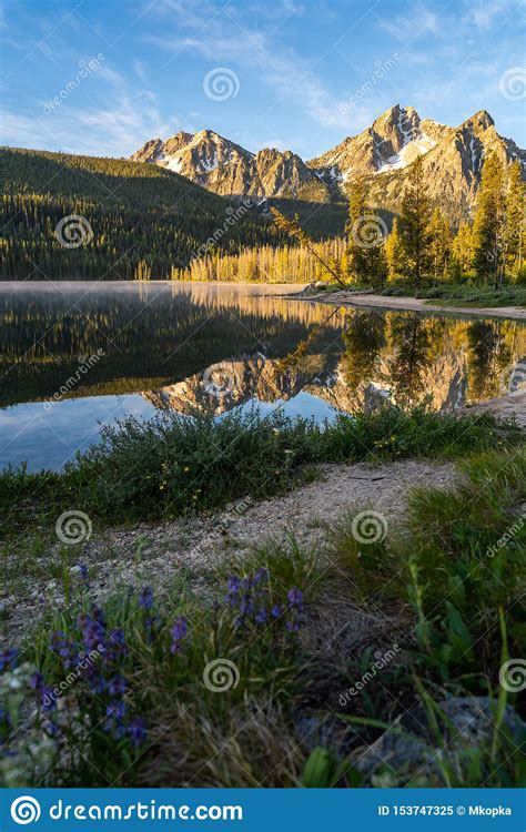 Beautiful Sunrise At Stanley Lake In The Sawtooth Mountains Of Idaho
